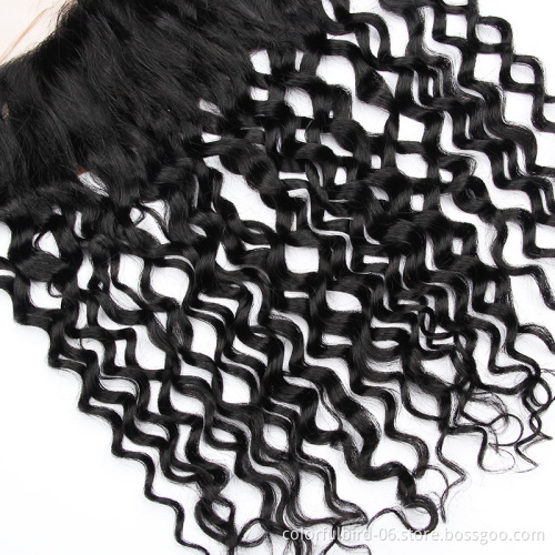 10a Raw Indian Remy Hair Weave Vendors 13*4 frontal Human Hair Water Wave Virgin Cuticle Aligned Hair Wholesale